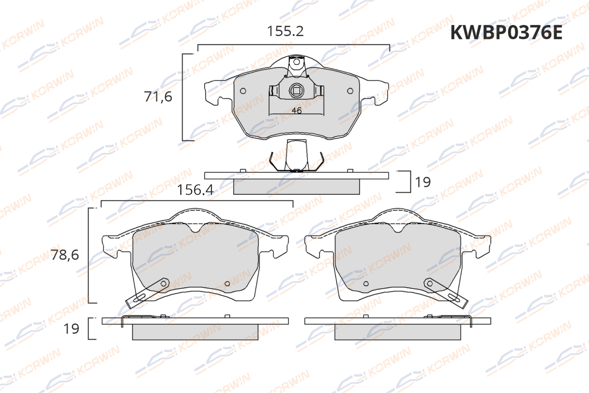 Колодки тормозные дисковые KORWIN ECOLine KWBP0376E