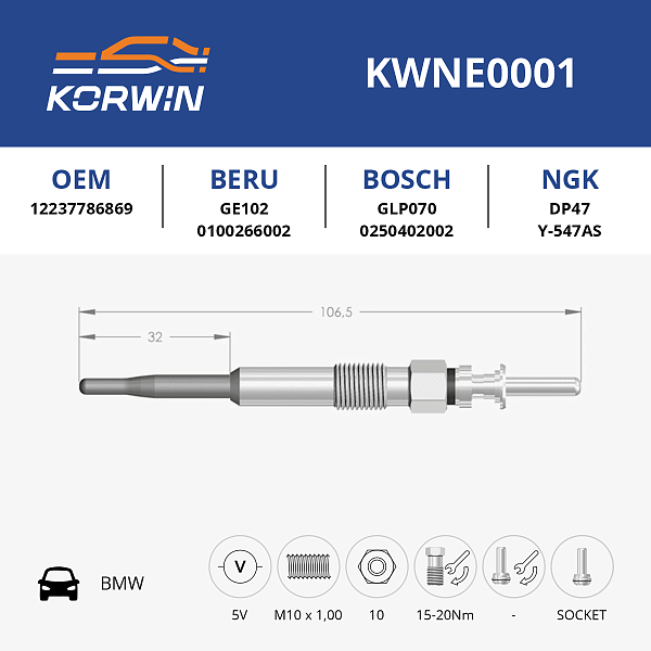 свеча накаливания korwin kwne0001 оптом от производителя по низким ценам