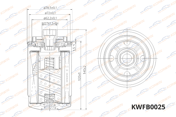 фильтр масляный korwin kwfb0025 оптом от производителя по низким ценам