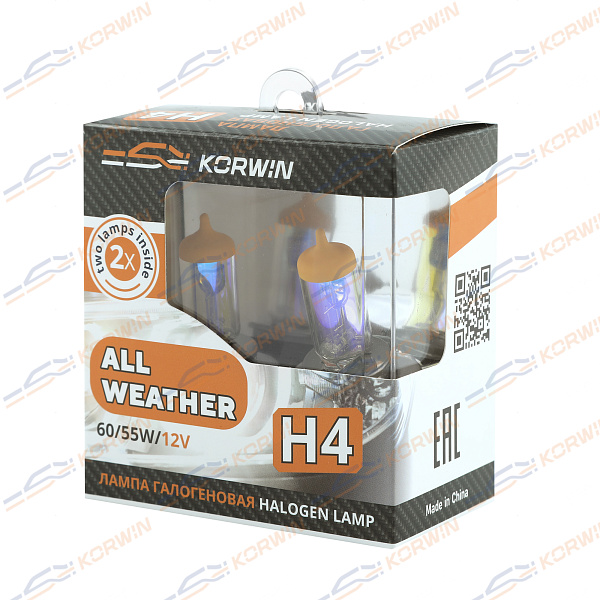 лампа галогенная (h4 12v 60/55w p43t all weather ) korwin kwyn0055 оптом от производителя по низким ценам